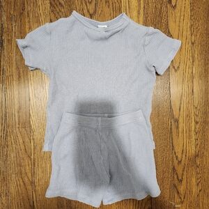 Light Blue Textured T-Shirt and Shorts Set h&m 12 to 18m